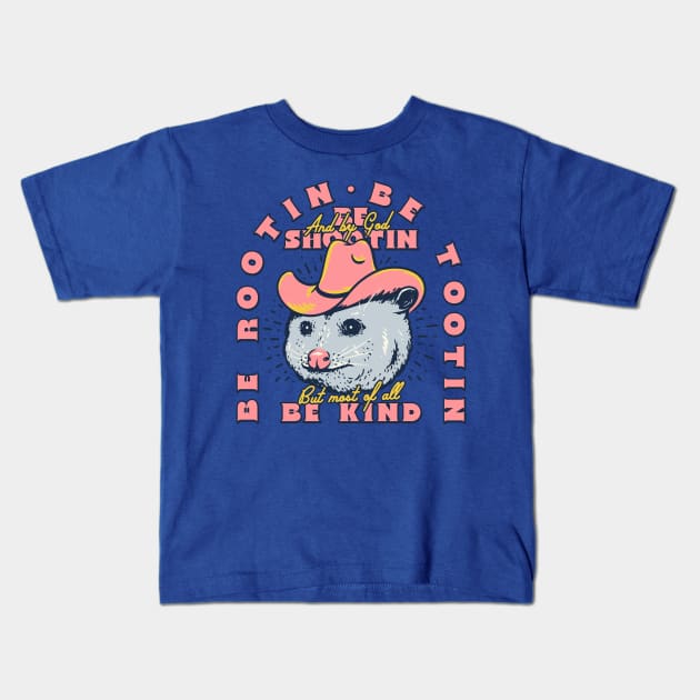Rootin Tootin - Cowboy Advice | Poss Possum Opossum | Funny MEME Kids T-Shirt by anycolordesigns